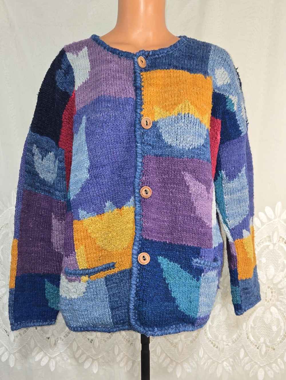 Vintage Amano 100% Wool Sweater Cardigan